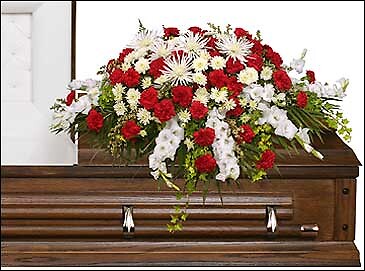 Graceful Red &amp;amp; White Casket Spray